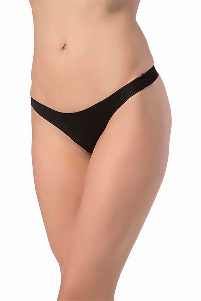 GECKO COLLECTION Black Laser Cut Seamless 3-Piece Thong - No Trace Women