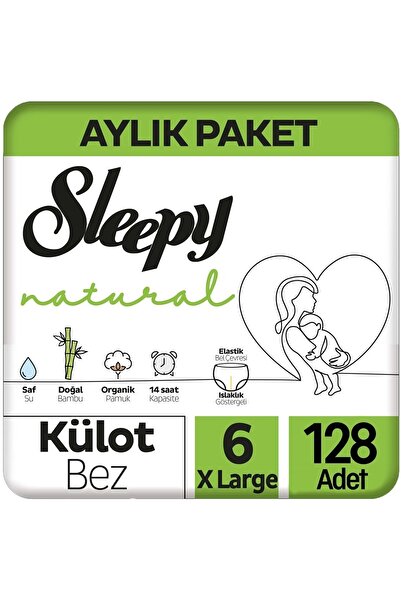 Sleepy Natural 6 Beden Külot Bebek Bezi 64x2 128 Adet