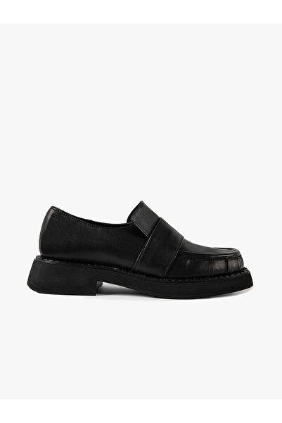 Favgi Siyah Deri Kadın Loafer 2710