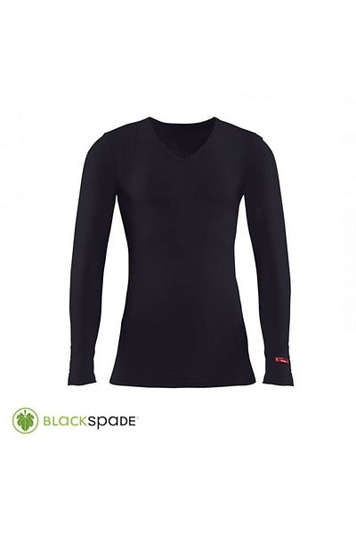 Blackspade Unisex, Μαύρο, Thermal Active V-λαιμόκοψη, Μακρυμάνικο T-shirt
