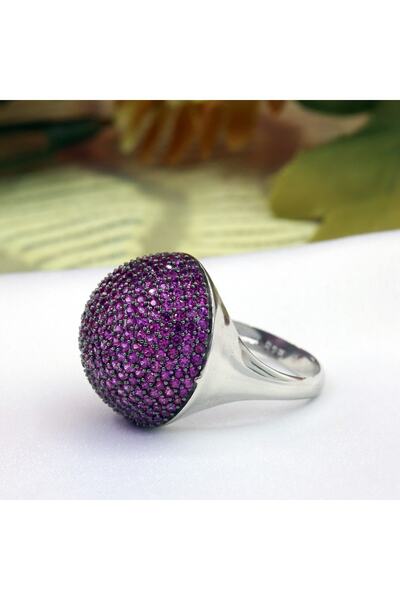 Takı Boom Kırmızı Taşlı Karpuz Gümüş Yüzük