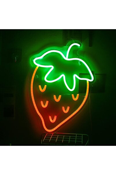 dekoraven Çilek Neon Tabela Neon Yazı Dekoratif Aydınlatma Ve Gece Lambası