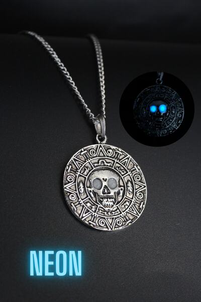 Dukkanka Neon Aztec Karayip Korsanları Madalyon Karanlıkta Parlayan Fosforlu ...