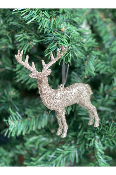 QUEEN AKSESUAR Imported Collectible Christmas Luxury Shiny Glitter Cute Deer Large Pine Tree Ornament