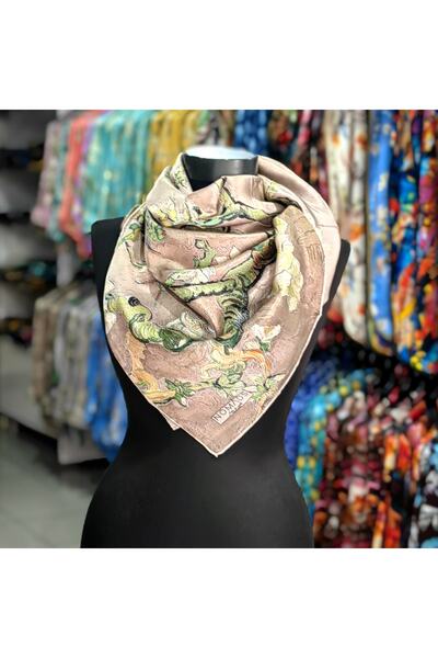 Nomads Felt 100% Silk Beige Rectangular Scarf Van Gogh Almond Tree