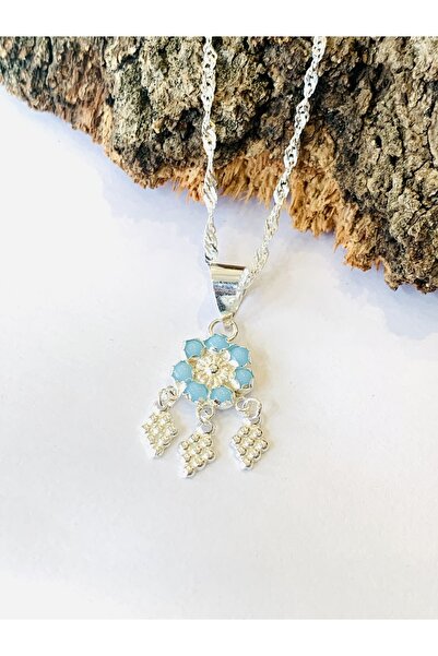 salkersilver Mardin Telkari Firüze Taşlı Beyaz Gümüş Set Takımı