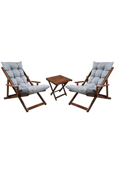 Bysay Ahşap Katlanabilir Taşınır Puf Minderli Kollu Şezlong. Plaj, Bahçe, Içi...