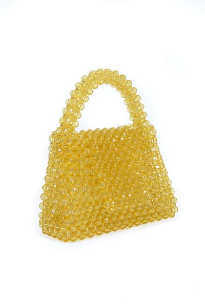 Sun Pieces Sassy Yellow Bead Handbag, Bead Bag, Shiny Bead Bag