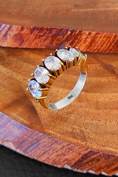 Aykat Zirkon Taşlı Gümüş Yüzük Beş Taş Modeli Otantik Gümüş Yüzük Yzk-305