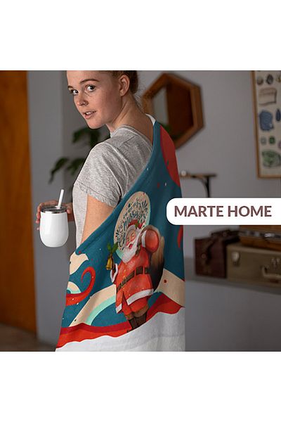 Marte Home New Year & Christmas Patterned Double Sided Printed 100x170 Cm Polar TV Blanket