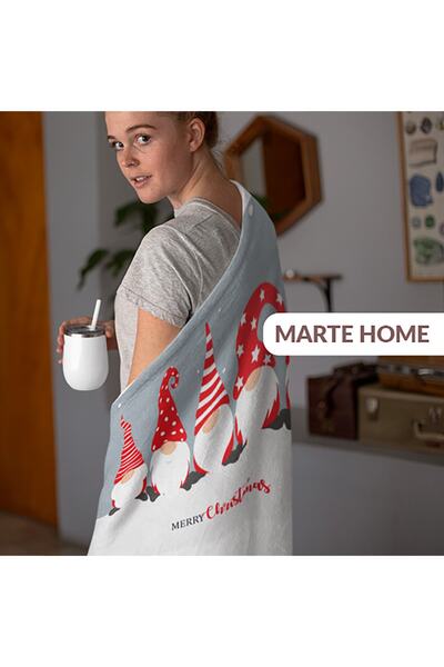 Marte Home Yılbaşı & Christmas Desenli Çift Taraf Baskılı 100x170 Cm Polar Tv Battaniyesi