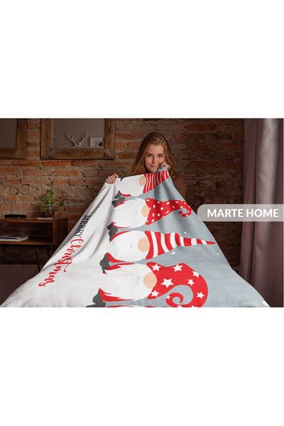 Marte Home Yılbaşı & Christmas Desenli Çift Taraf Baskılı 100x170 Cm Polar Tv Battaniyesi