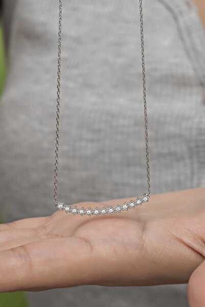 Nereze 925 Ayar Gümüş Şık Tasarım Minik Yıldız Yolu Kolye