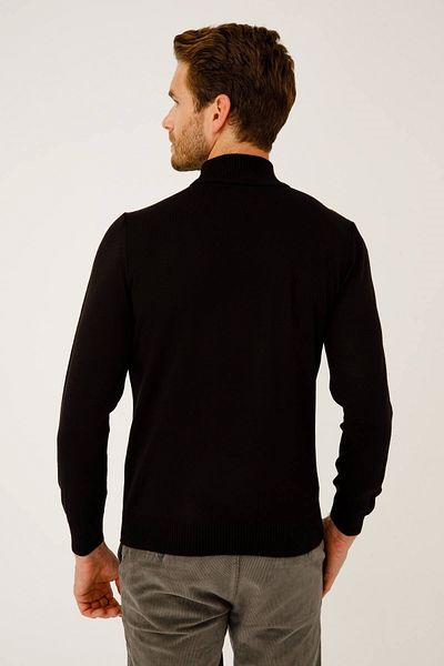 İgs Men's Black Standard Half Fisherman Knitwear
