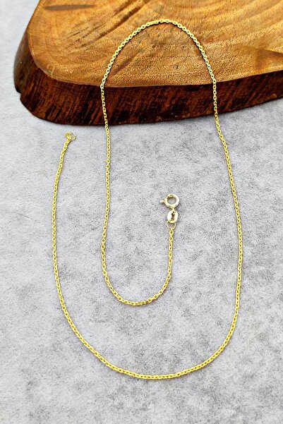 Aykat Gümüş Zincir 50 Cm Altın Rengi Ince Gümüş Kolye Forse Zincir 925 Ayar Z...