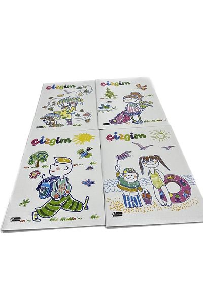 Keskin My Line A4, 40 de coli, cu cusături de sârmă, copertă PP, set de 4 caiete școlare