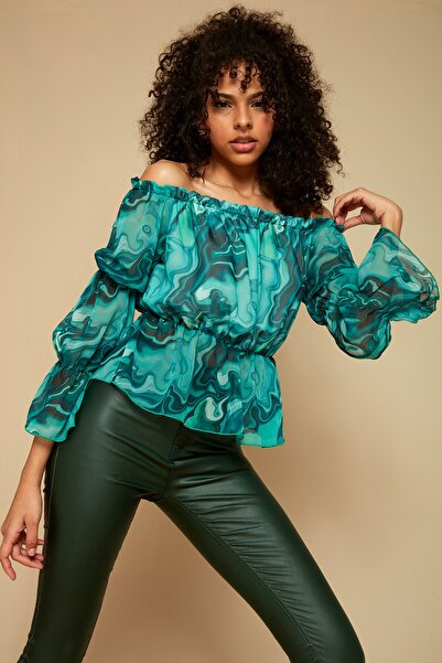 Select Moda Women's Green Leather Look Skinny Trousers