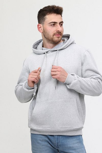 MUALTA Hanorac gri cu glugă unisex cu trei fire, cu buzunar cangur