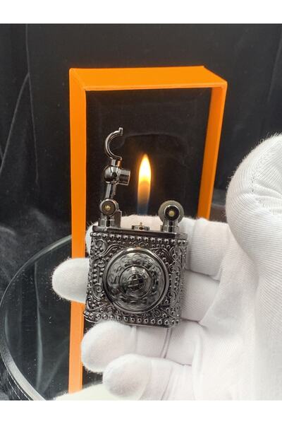 LİGHTER Yeni Tasarım Şık Stres Çarklı Siyah Renk Metal Çakmak