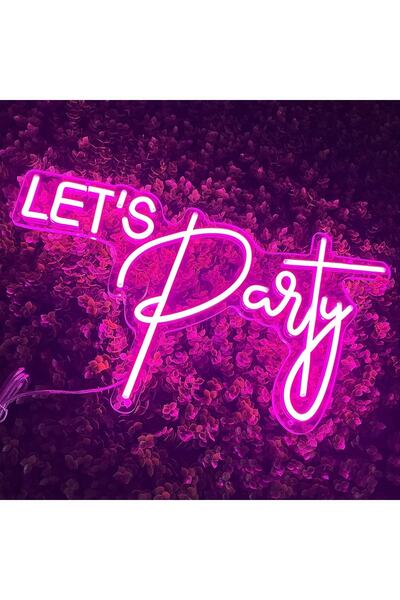 dekoraven Lets Party Neon Tabela Neon Yazı Dekoratif Aydınlatma Ve Gece Lambası