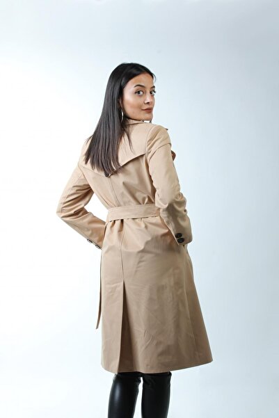 PUDRA MİNT Astarlı Trençkot Kadın