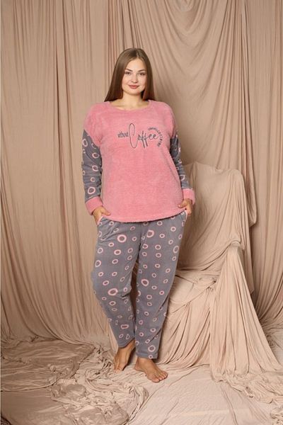 BERİN HOMEWEAR Women's Winter Plus Size Fleece Pajama Set