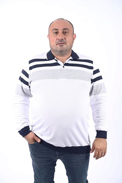 MocGrande Ανδρικό φούτερ με γιακά Polo μεγάλου μεγέθους 22404