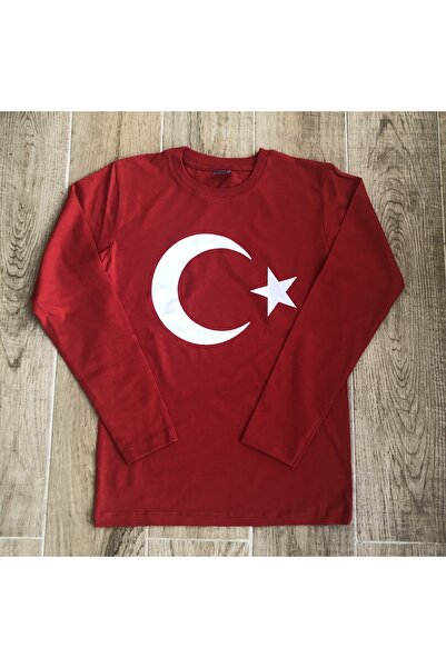 BİLGENS BUTİK Türk Bayraklı Uzun Kollu Çocuk Tişört