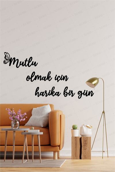 Diji Wood Mutlu Olmak Için Harika Bir Gün Duvar Yazısı Dekoru Ahşap Tablo Süs