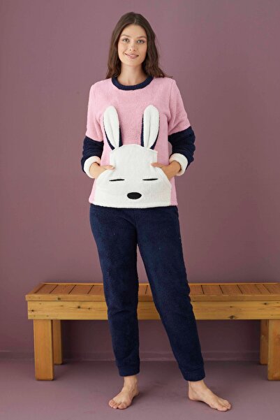 Pembe Wellsoft Kumaş Vcl 202214 Kadın Kışlık Pijama Takımı