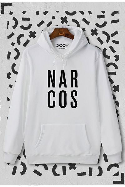 Jooy Company Hanorac alb cu glugă cu imprimeu Narcos