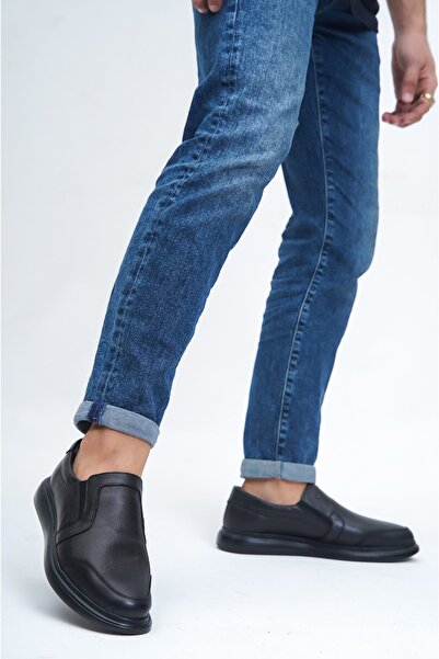 Deripabuc Hakiki Deri Siyah Erkek Deri Casual Ayakkabı Mrd7-2280