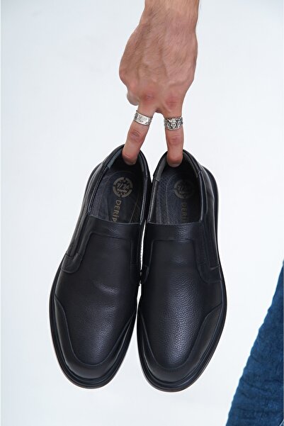 Deripabuc Hakiki Deri Siyah Erkek Deri Casual Ayakkabı Mrd7-2280