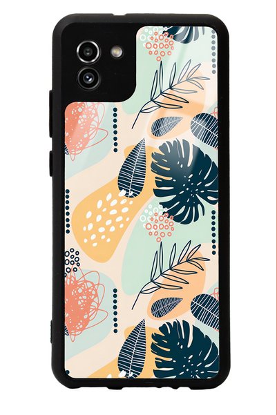 Spoyi Samsung A-03 Glossy Phone Case with Retro Leaf Design
