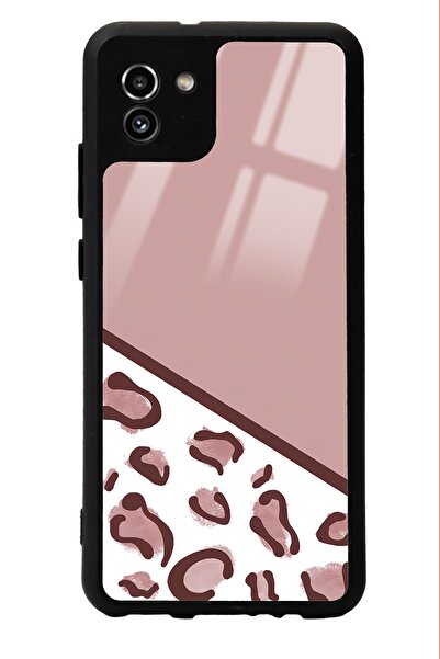 Spoyi Samsung A-03 Kahve Leopar Tasarımlı Glossy Telefon Kılıfı