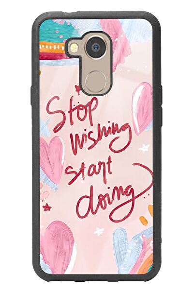 Spoyi General Mobile Gm 8 Pembe Motto Tasarımlı Glossy Telefon Kılıfı