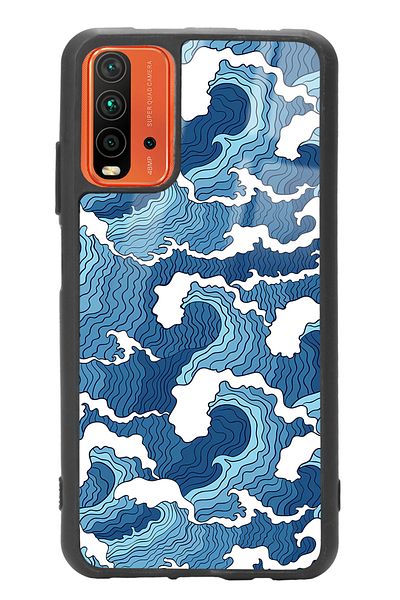 Spoyi حافظة هاتف لامعة بتصميم موجة زرقاء لهاتف Xiaomi Redmi 9t