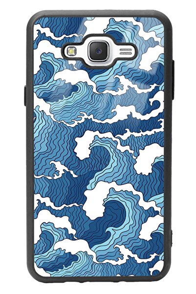 Spoyi Glossy Phone Case for Samsung J7 Blue Wave Design
