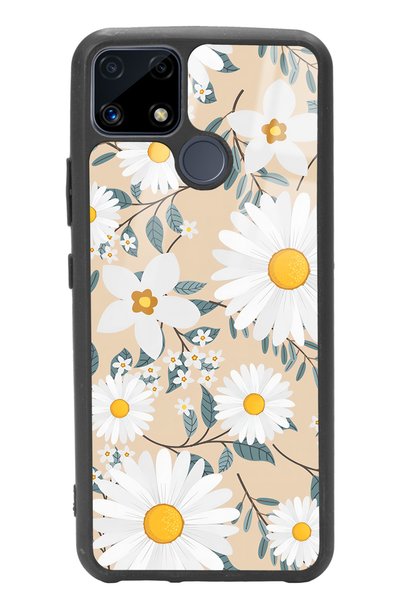 Spoyi حافظة هاتف Oppo Realme C25 اللامعة بتصميم زهرة الأقحوان الكبيرة