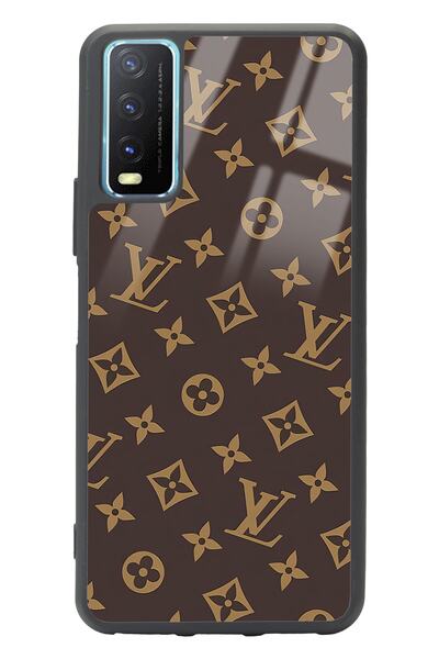 Spoyi Vivo Y20 Kahverengi Lv Tasarımlı Glossy Telefon Kılıfı