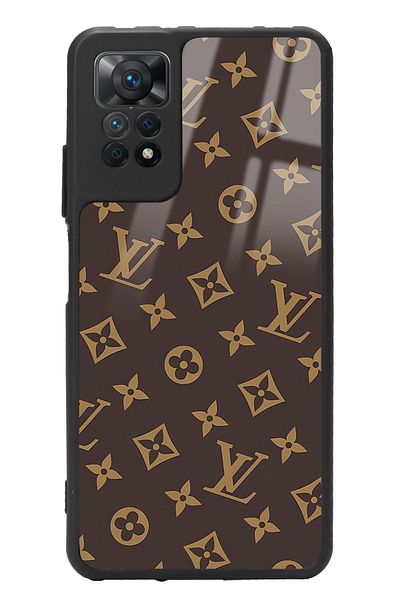 Spoyi حافظة هاتف Xiaomi Redmi Note 11 Pro باللون البني اللامع بتصميم Lv