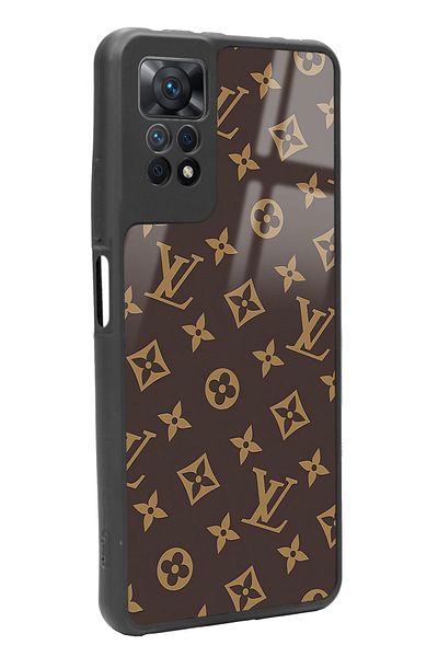Spoyi حافظة هاتف Xiaomi Redmi Note 11 Pro باللون البني اللامع بتصميم Lv
