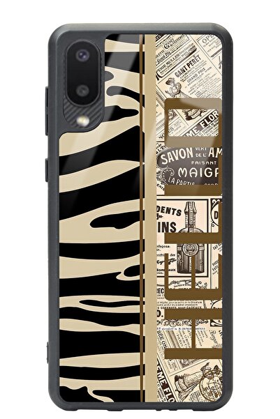 Spoyi Samsung A-02 Zebra Gazete Tasarımlı Glossy Telefon Kılıfı