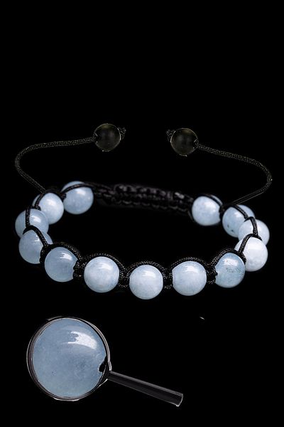 Tesbih Atölyesi Certified Macrame Aquamarine Stone Bracelet -1st quality