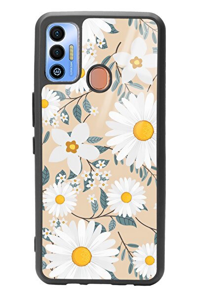 Spoyi Tecno Spark 7t Büyük Papatya Tasarımlı Glossy Telefon Kılıfı
