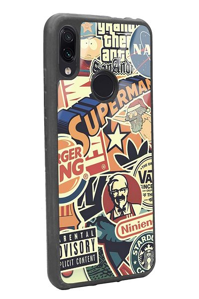 Spoyi حافظة هاتف لامعة بتصميم العلامة التجارية Xiaomi Redmi Note 7 Retro
