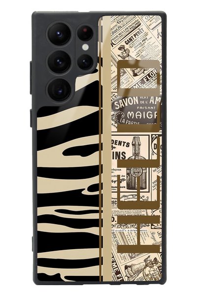 Spoyi Samsung S22 Ultra Zebra Newspaper Design Glossy Phone Case