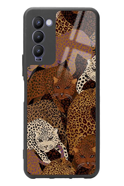 Spoyi Tecno Camon 18 Leoparlar Tasarımlı Glossy Telefon Kılıfı