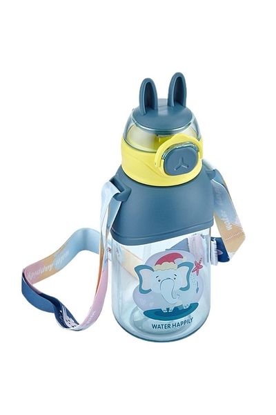Vagonlife 650ml Cute Friends Tritan Water Bottle with Hanging Straw and Ears