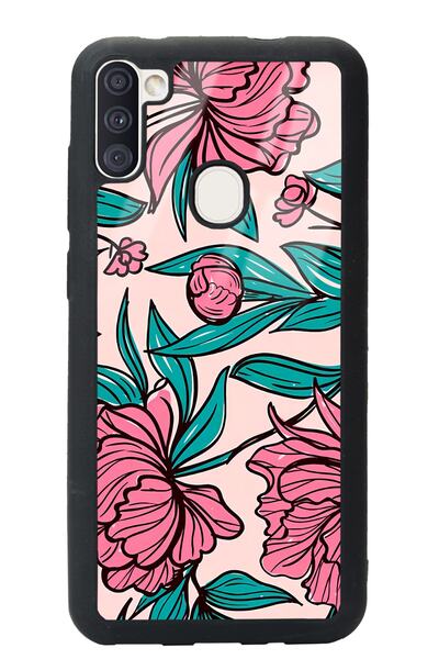 Spoyi حافظة هاتف سامسونج M11 لامعة بتصميم زهور فوشيا